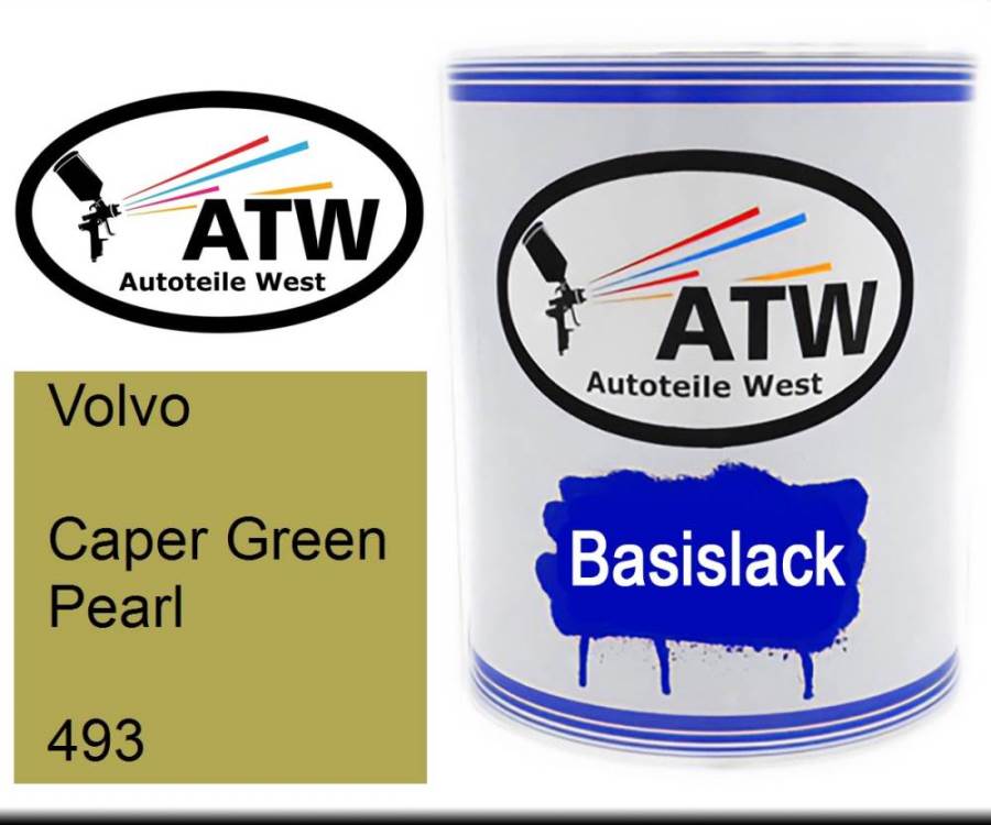 Volvo, Caper Green Pearl, 493: 1L Lackdose, von ATW Autoteile West.